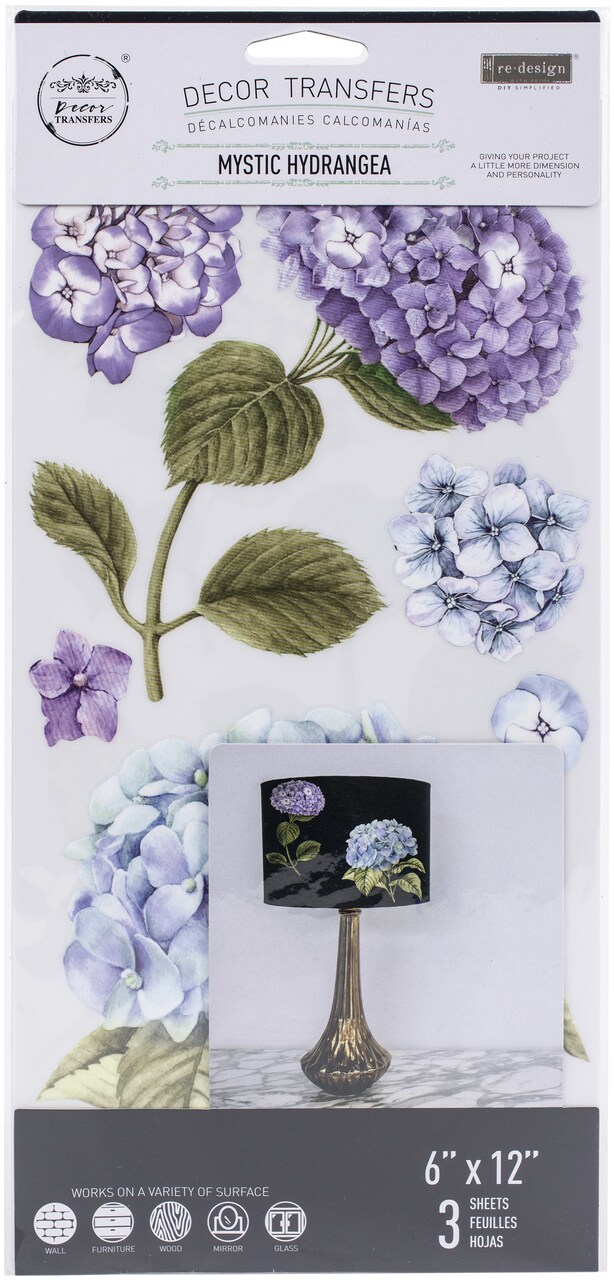 Prima Marketing Re-Design Decor Transfers 6"X12" 3/Sheets-Mystic Hydrangea